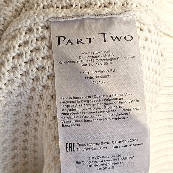 Part Two White Cable Knit Sweater Sz S - Picture 8 of 11